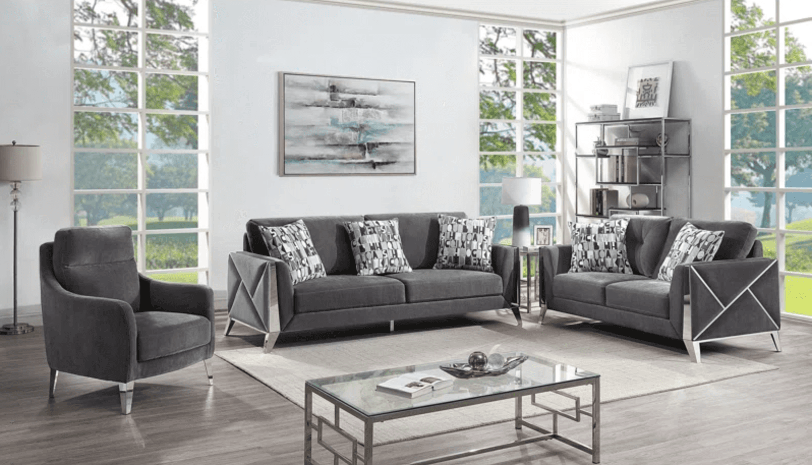 Diana Velvet Sofa - Grey — Sofa | Trendz Furniture