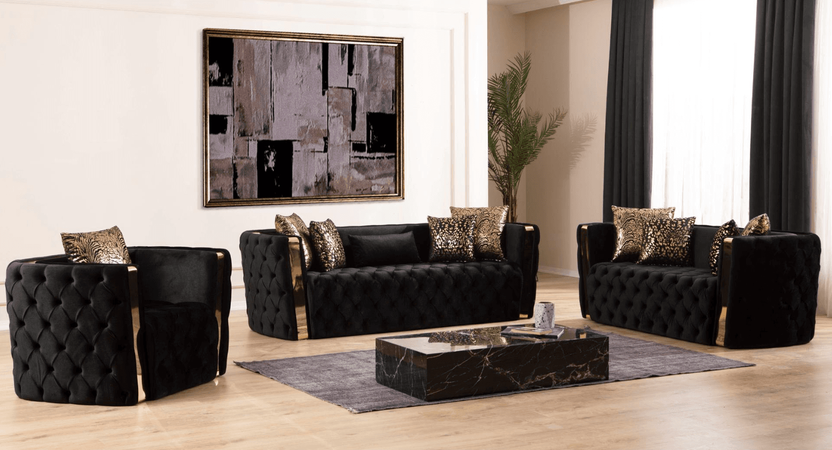 Noami Velvet Sofa - Black — Sofa | Trendz Furniture