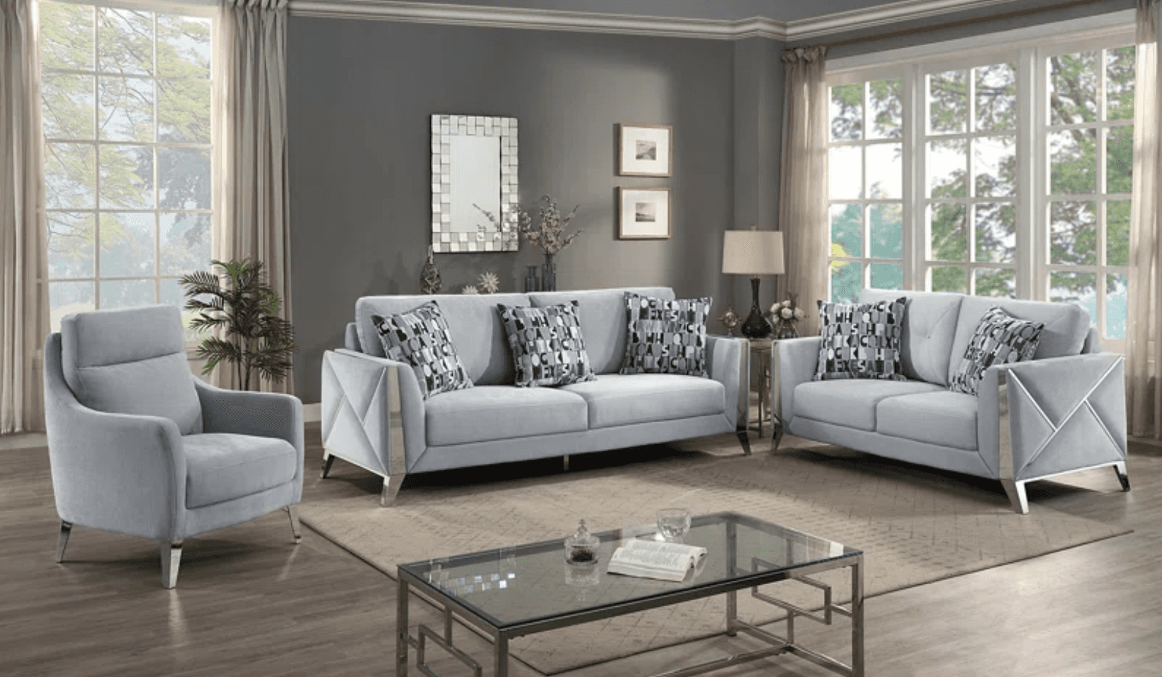 Diana Velvet Sofa - Silver — Sofa | Trendz Furniture