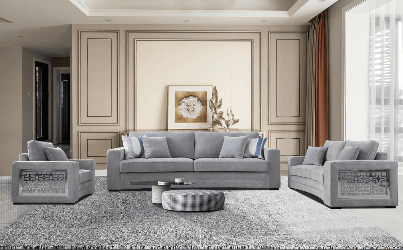 Havana Velvet Sofa - Grey — Sofa | Trendz Furniture