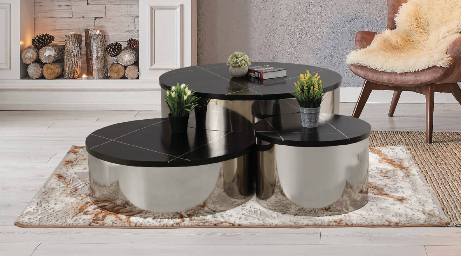 Coffee End Table Silver — Coffee Table | Trendz Furniture