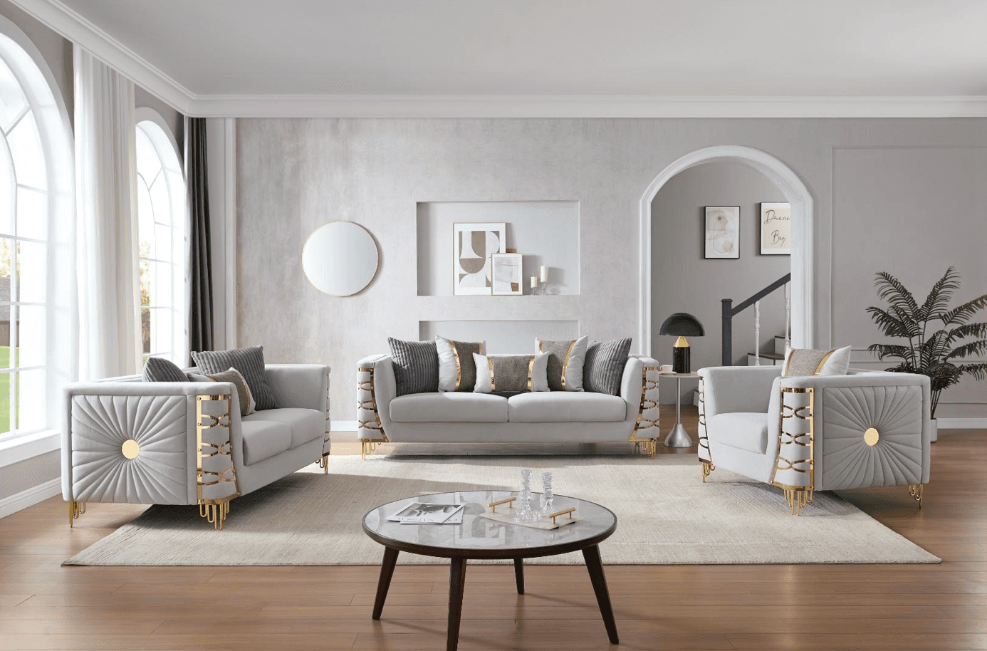 Contessa Velvet Sofa - Beige — Sofa | Trendz Furniture