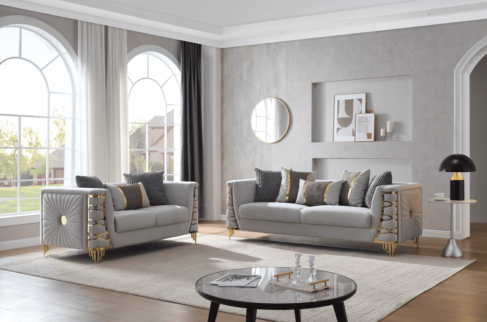 Contessa Velvet Sofa - Grey — Sofa | Trendz Furniture