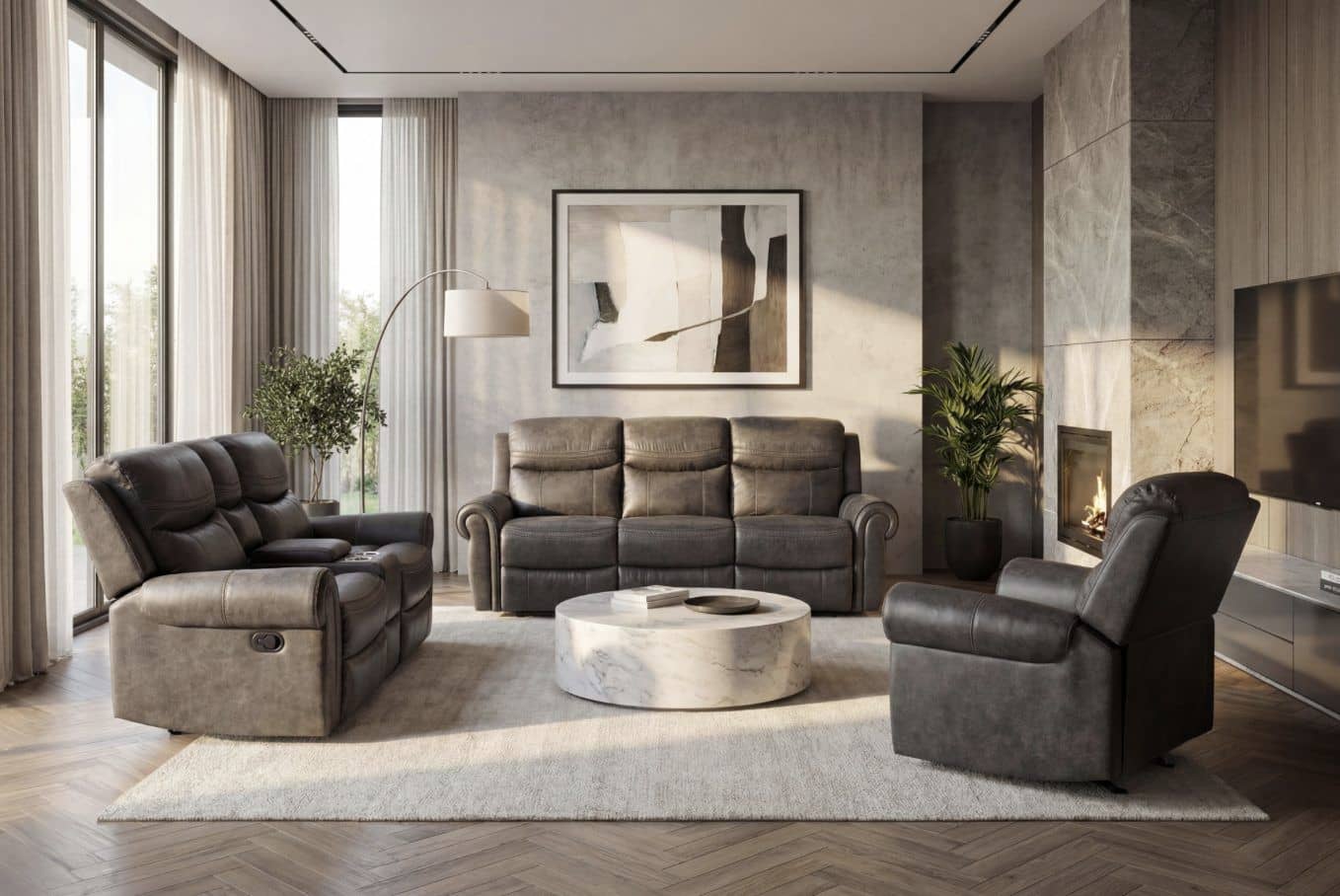 Supra Slate Grey — Recliner Sofa | Trendz Furniture