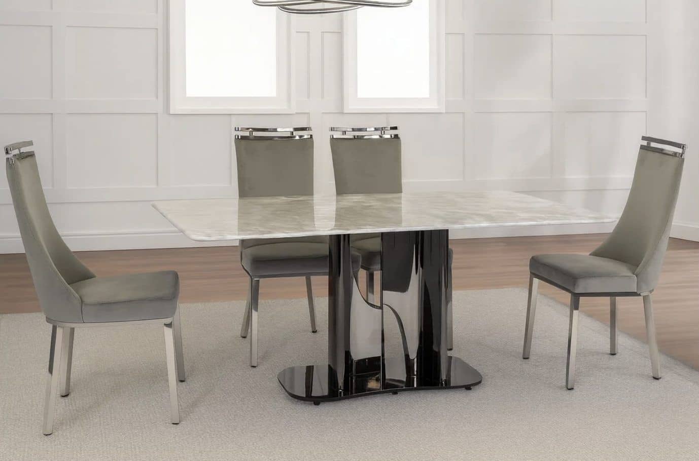 Osaka & Capri Black-nickel Luxe Dining Set (c) — Dining Table | Trendz Furniture