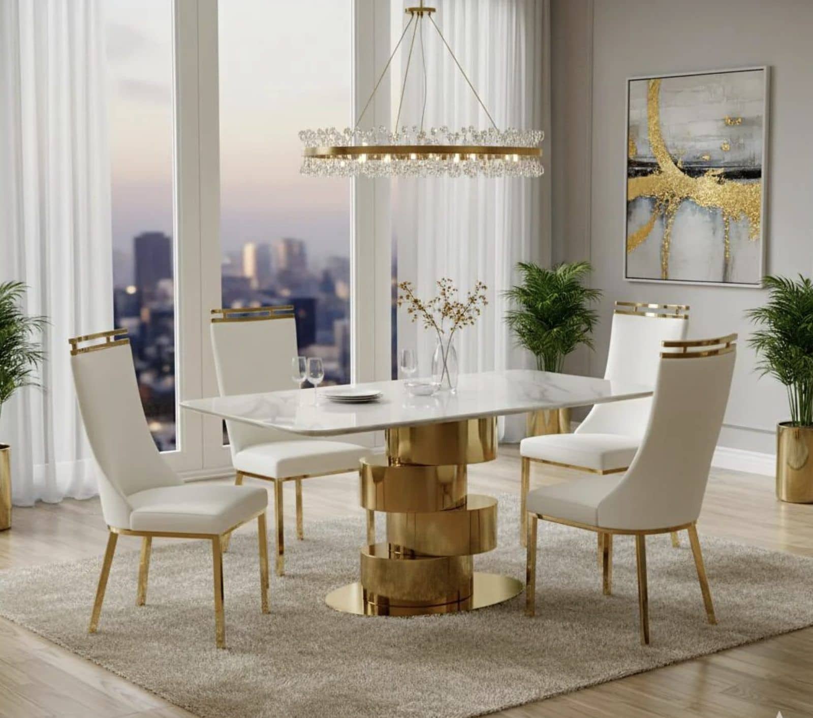 Monarch & Capri Sculptural Dining Set (c) — Dining Table | Trendz Furniture